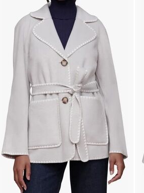 Bagatelle Collection Contrast Stitch Belted Coat